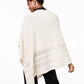 Charter Club Women's Metallic Open Stitch Poncho Sweater Blush Heather Beige One Size
