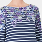 Karen Scott Women's Three Quarter Sleeve Printed Top Blue Size Medium
