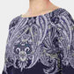 Karen Scott Women's Lile Paisley Boat-Neck Top Navy Size X-Small