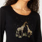 Karen Scott Women's Foil Printed Cotton Top Black Size Medium