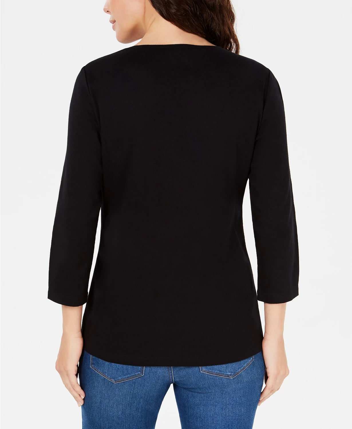 Karen Scott Women's Sequined Graphic T-Shirt Black Size Small