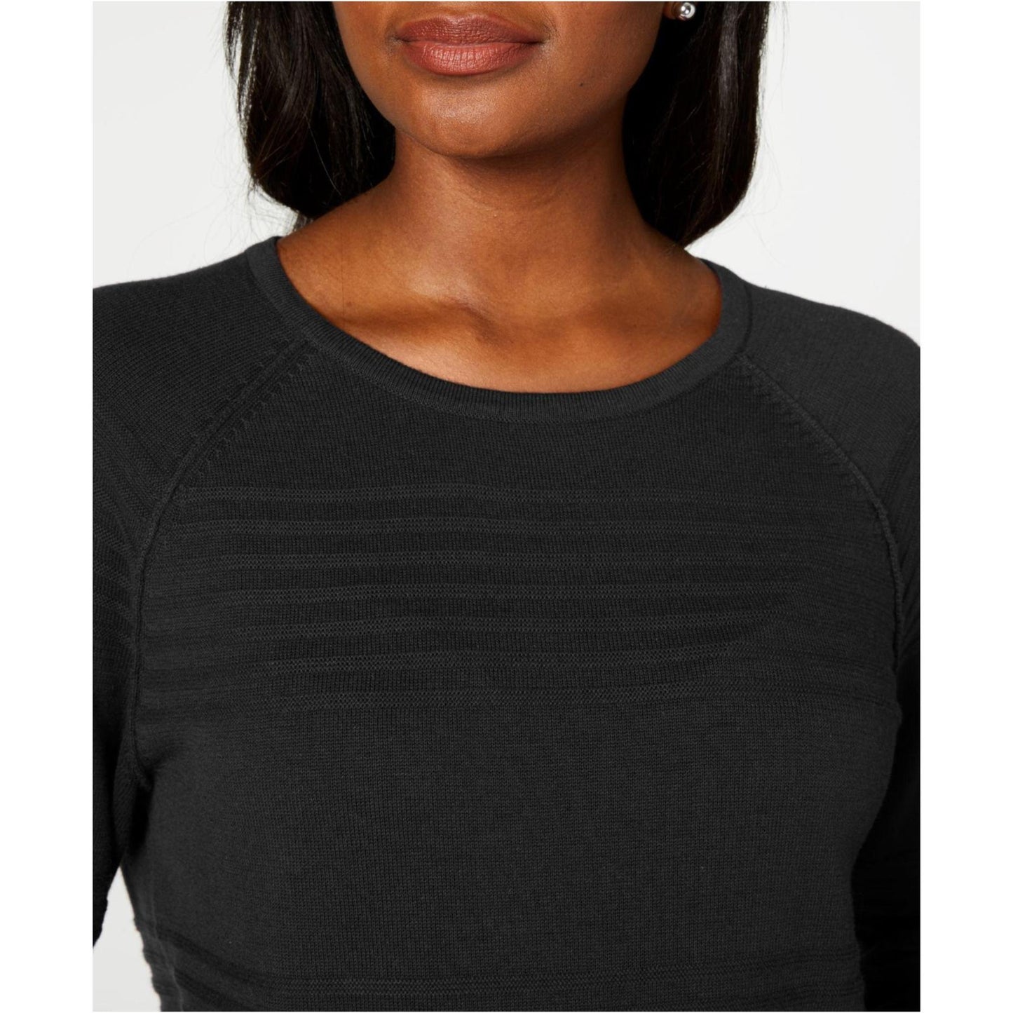 Karen Scott Women's Ribbed Cotton Pullover Sweater Black Size X-Large