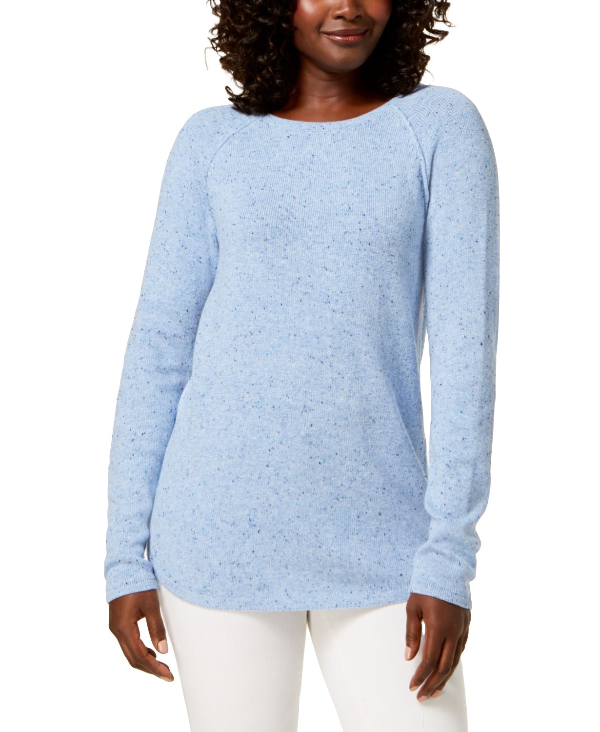 Karen Scott Women's Curved-Hem Sweater Blue Size Medium