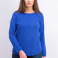Karen Scott Women's Cotton Marled Curved-Hem Top Blue Size Large