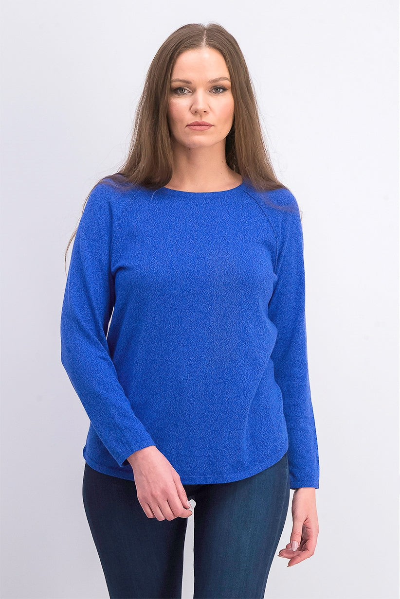 Karen Scott Women's Cotton Marled Curved-Hem Top Blue Size Large