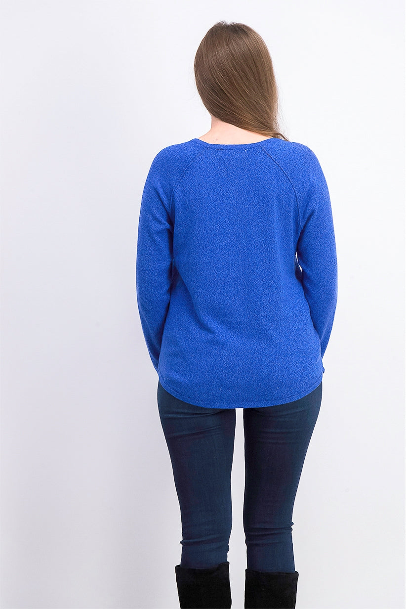 Karen Scott Women's Cotton Marled Curved-Hem Top Blue Size Large