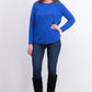 Karen Scott Women's Cotton Marled Curved-Hem Top Blue Size Large