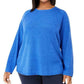 Karen Scott Women's Plus Size Curved-Hem Pullover Sweater Blue Size 1X