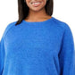 Karen Scott Women's Plus Size Curved-Hem Pullover Sweater Blue Size 1X