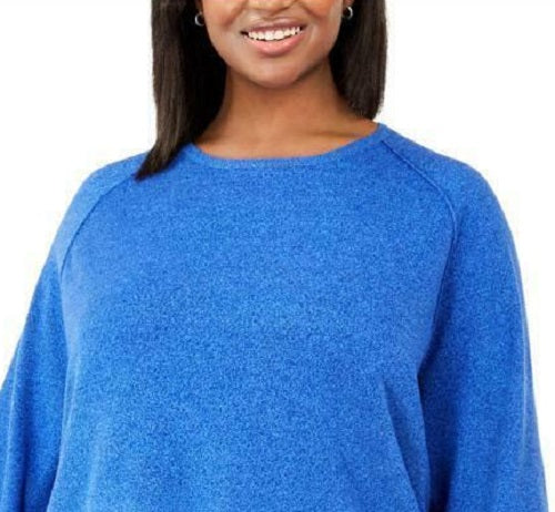 Karen Scott Women's Plus Size Curved-Hem Pullover Sweater Blue Size 2X