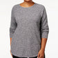 Karen Scott Women's Plus Size Curved-Hem Pullover Sweater White Size 1X