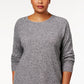 Karen Scott Women's Plus Size Curved-Hem Pullover Sweater White Size 1X