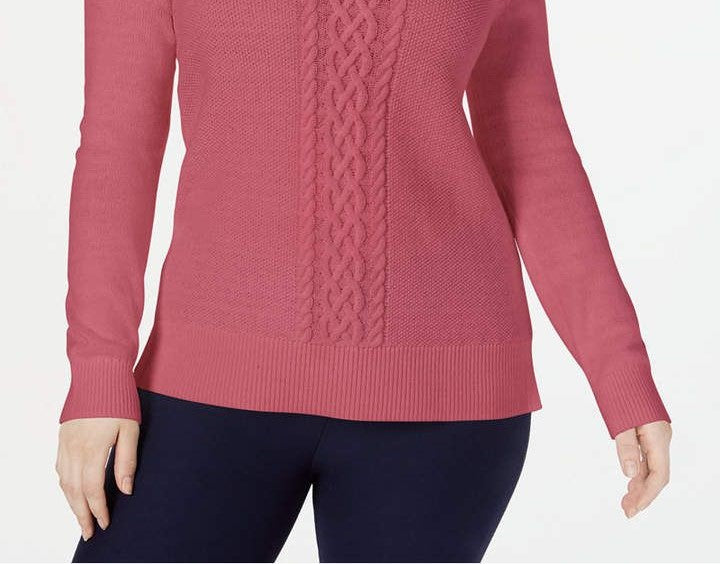 Karen Scott Women's Cable-Knit Sweater Pink Size Medium