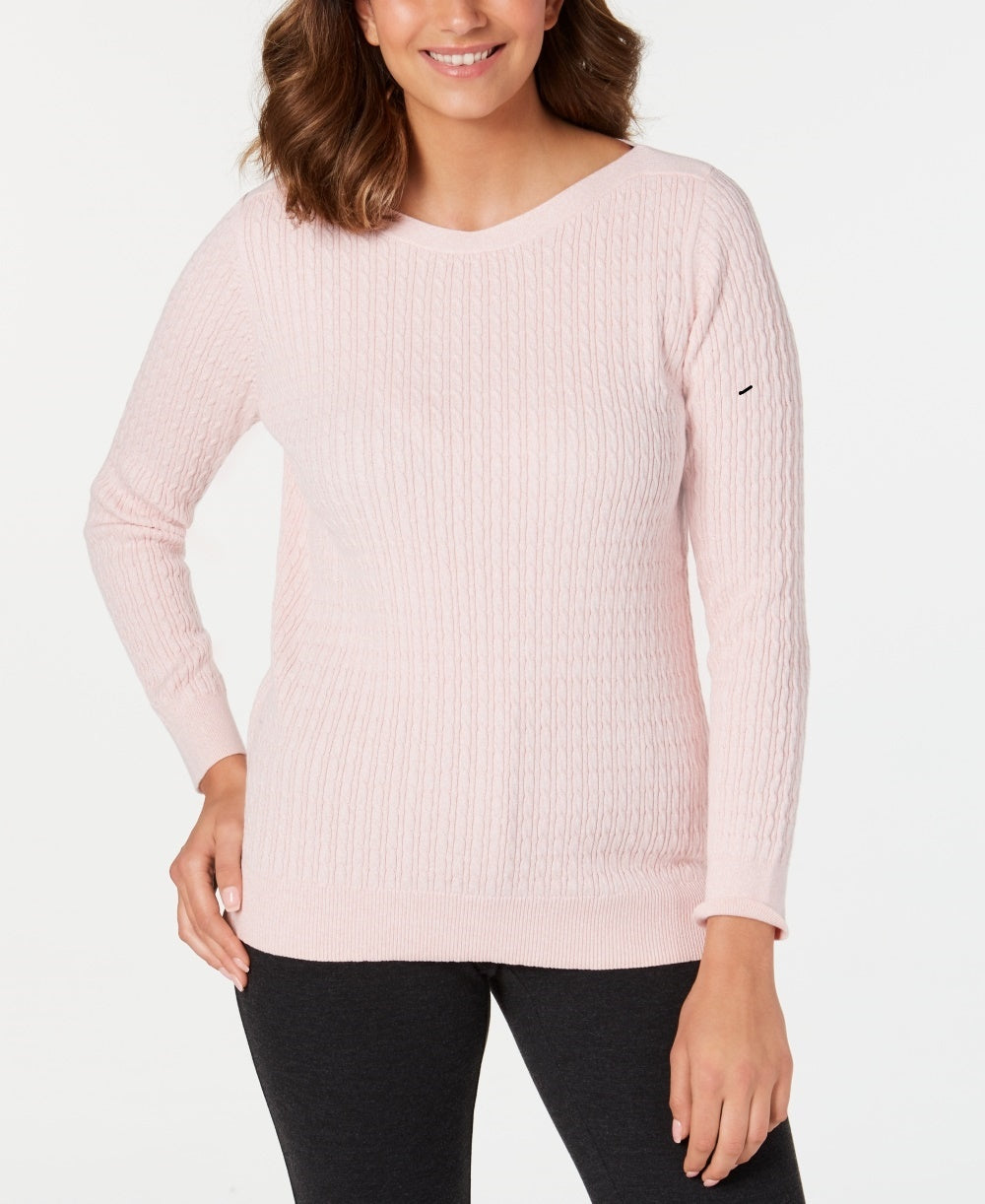 Karen Scott Women's Boat-Neck Cotton Sweater Pink Size X-Large