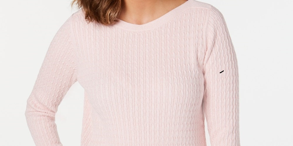 Karen Scott Women's Boat-Neck Cotton Sweater Pink Size X-Large