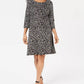 Karen Scott Women's Petite Floral-Print Swing Dress Black Size Petite