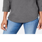 Karen Scott Women's Sport Cotton Studded 3/4-Sleeve Sweatshirt Charcoal Size Extra Small