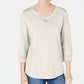 Karen Scott Women's 3/4-Sleeve French Terry Sweatshirt White Size XS