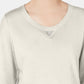 Karen Scott Women's Sport Cotton Studded 3/4 Sleeve Sweatshirt White Size Large