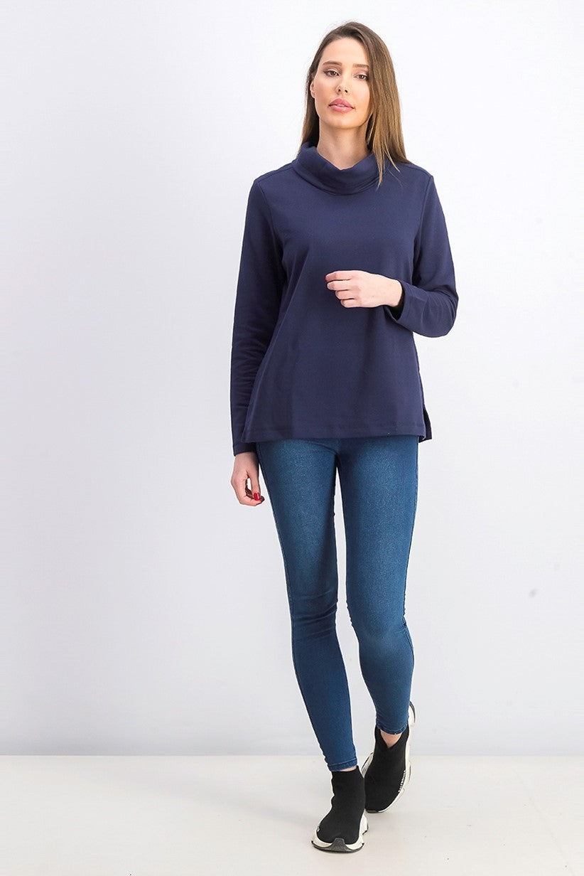 Karen Scott Women's Sport Cowl-Neck Top Navy Size XX Large