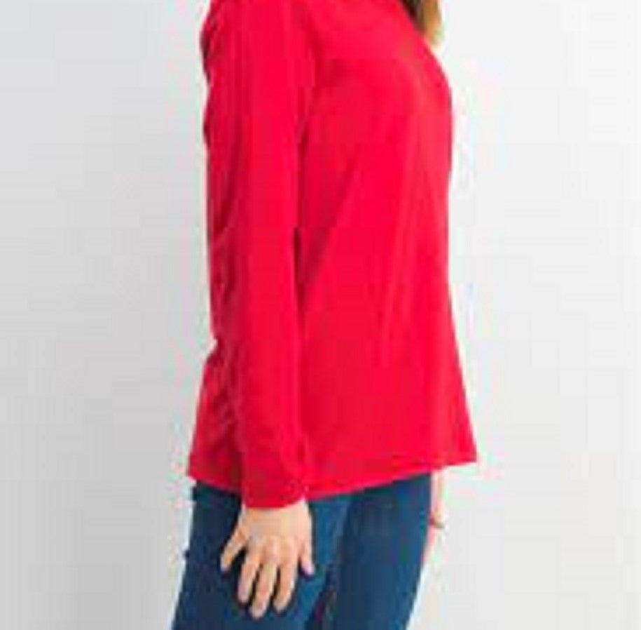 Karen Scott Women's Sport Cowl-Neck Top Bright Red Size Large