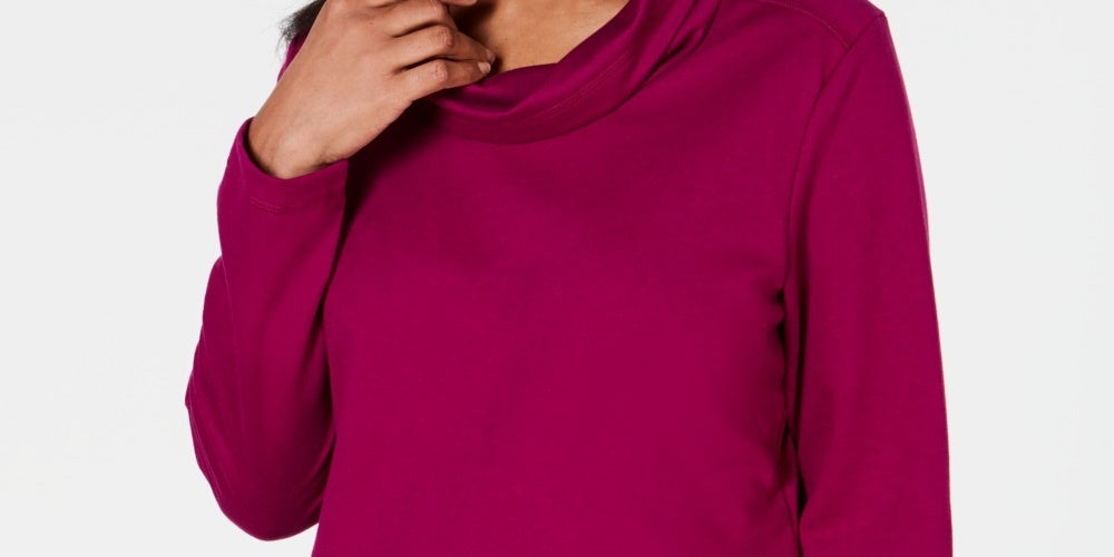 Karen Scott Women's Sport Cowl-Neck Top Red Size Small