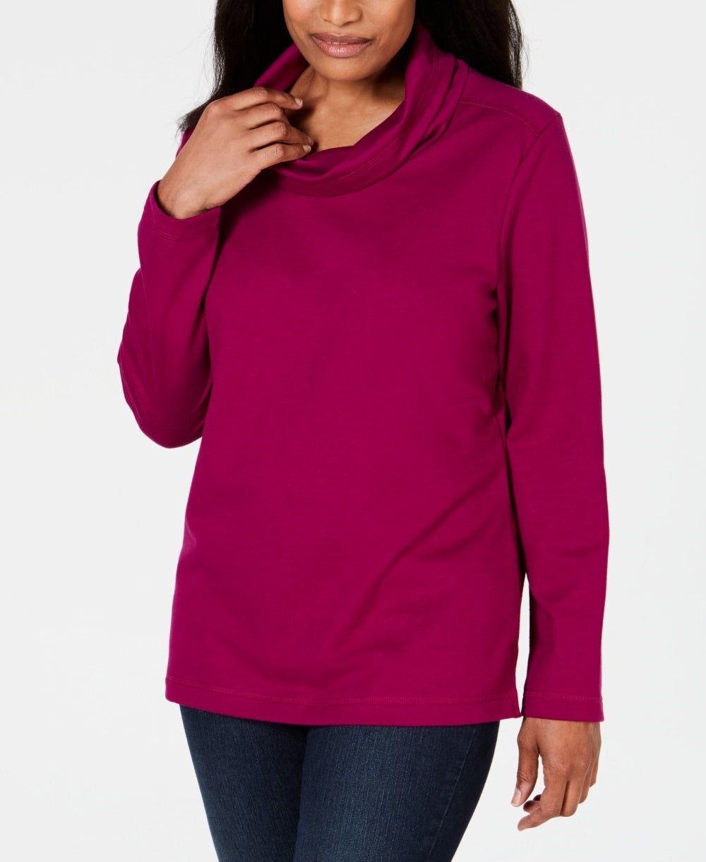 Karen Scott Women's Sport Cowl Neck Top Red Size X-Small