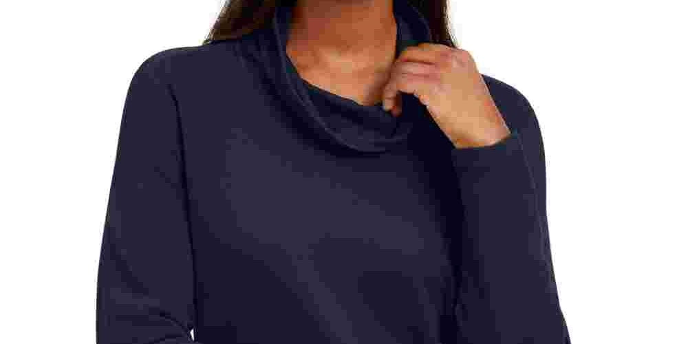 Karen Scott Women's Heather Long Sleeve Turtle Neck Blouse Top Blue Size Petite Small