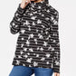 Karen Scott Women's Floral-Print Striped Funnel-Neck Top Black Size Petite Medium