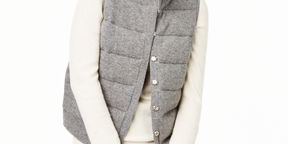 Charter Club Women's Cashmere Vest Charcoal Size X-Large
