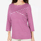 Karen Scott Women's Striped Crossover Top White Size Medium