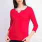 Karen Scott Women's Three-Quarter-Sleeve Top Bright Red Size Extra Large