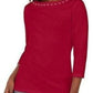 Karen Scott Women's Beaded Top Red Size XX-Large