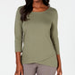 Karen Scott Women's Tulip-Hem Top Green Size Small