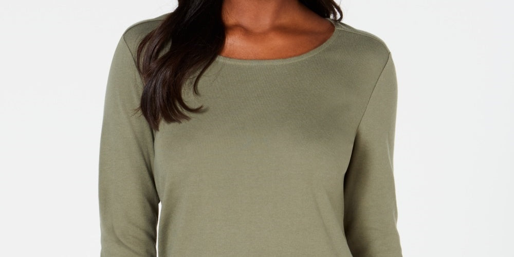 Karen Scott Women's Tulip-Hem Top Green Size Small