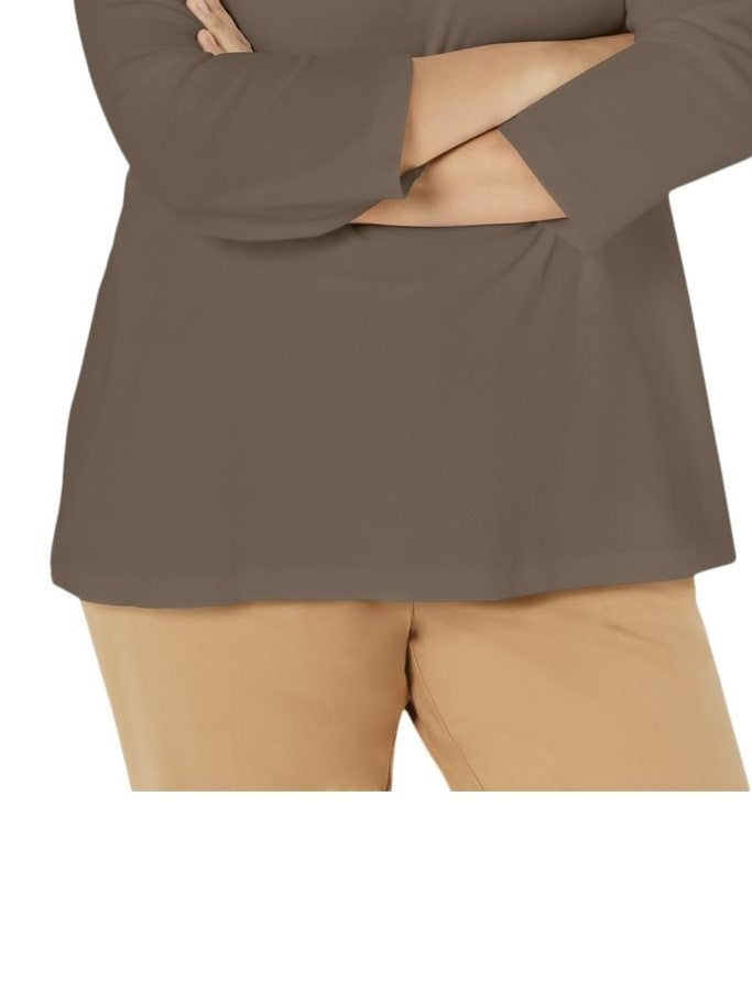 Karen Scott Women's Eyelet Trim Top Brown Size X-Small