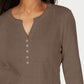 Karen Women's Scott Lace Front Henley Top Brown Size Small