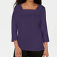 Karen Scott Women's Crochet Square-Neck Top Dark Blue Size Medium