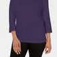 Karen Scott Women's Crochet Square-Neck Top Dark Blue Size Medium