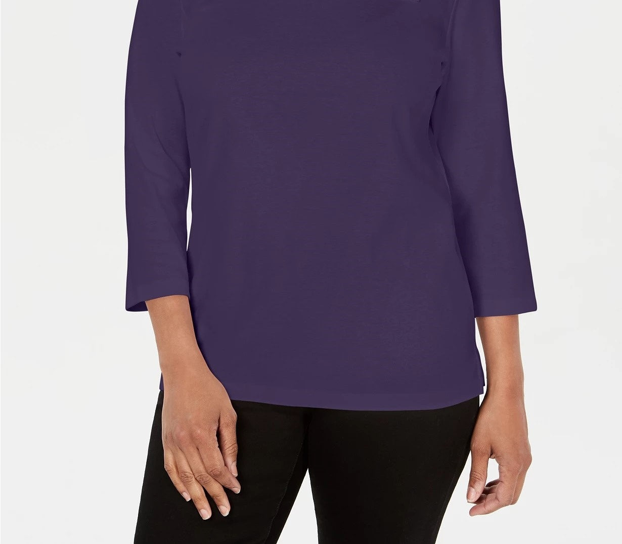 Karen Scott Women's Crochet Square-Neck Top Dark Blue Size Medium