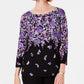Karen Scott Women's Floral-Print Sweater Navy Size Medium