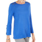 JM Collection Women's Embellished Scoop-Neck Top  Blue Size X-Large