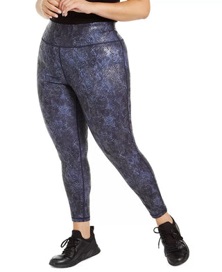 Ideology Women's Plus Size Python-Print Leggings Navy Size 2X