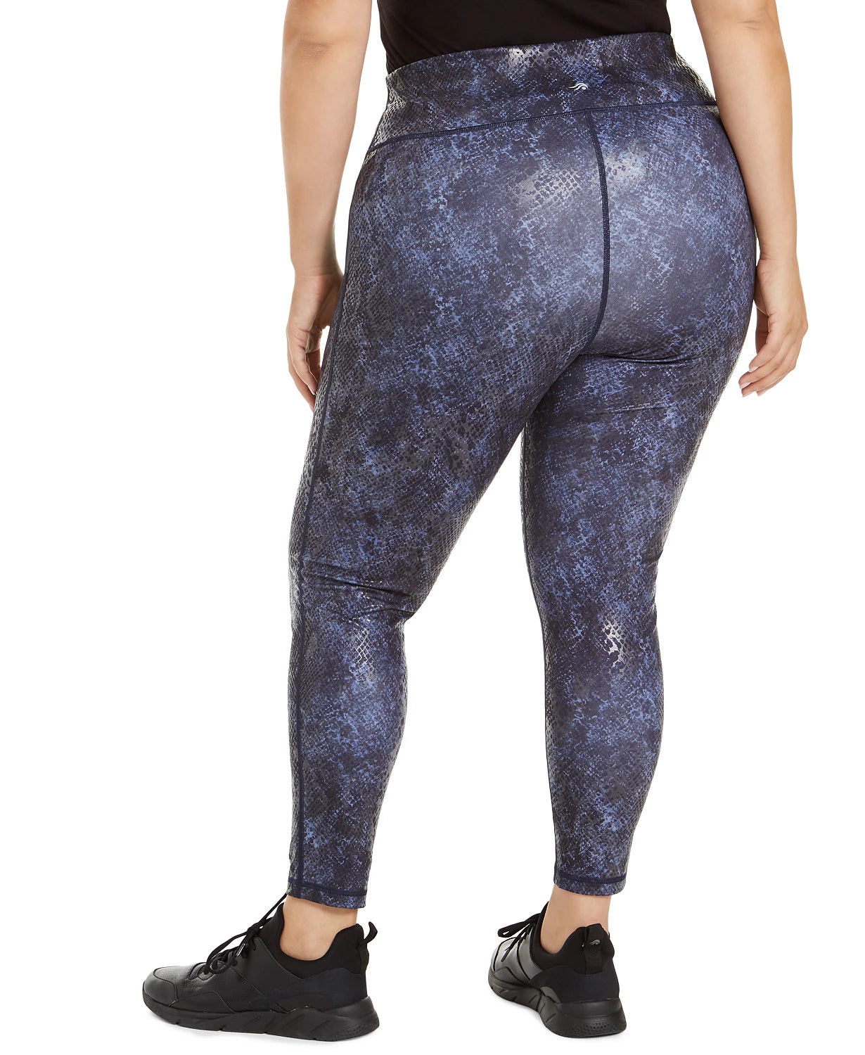 Ideology Women's Plus Size Python-Print Leggings Navy Size 2X
