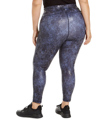 Ideology Women's Plus Size Python-Print Leggings Navy Size 2X