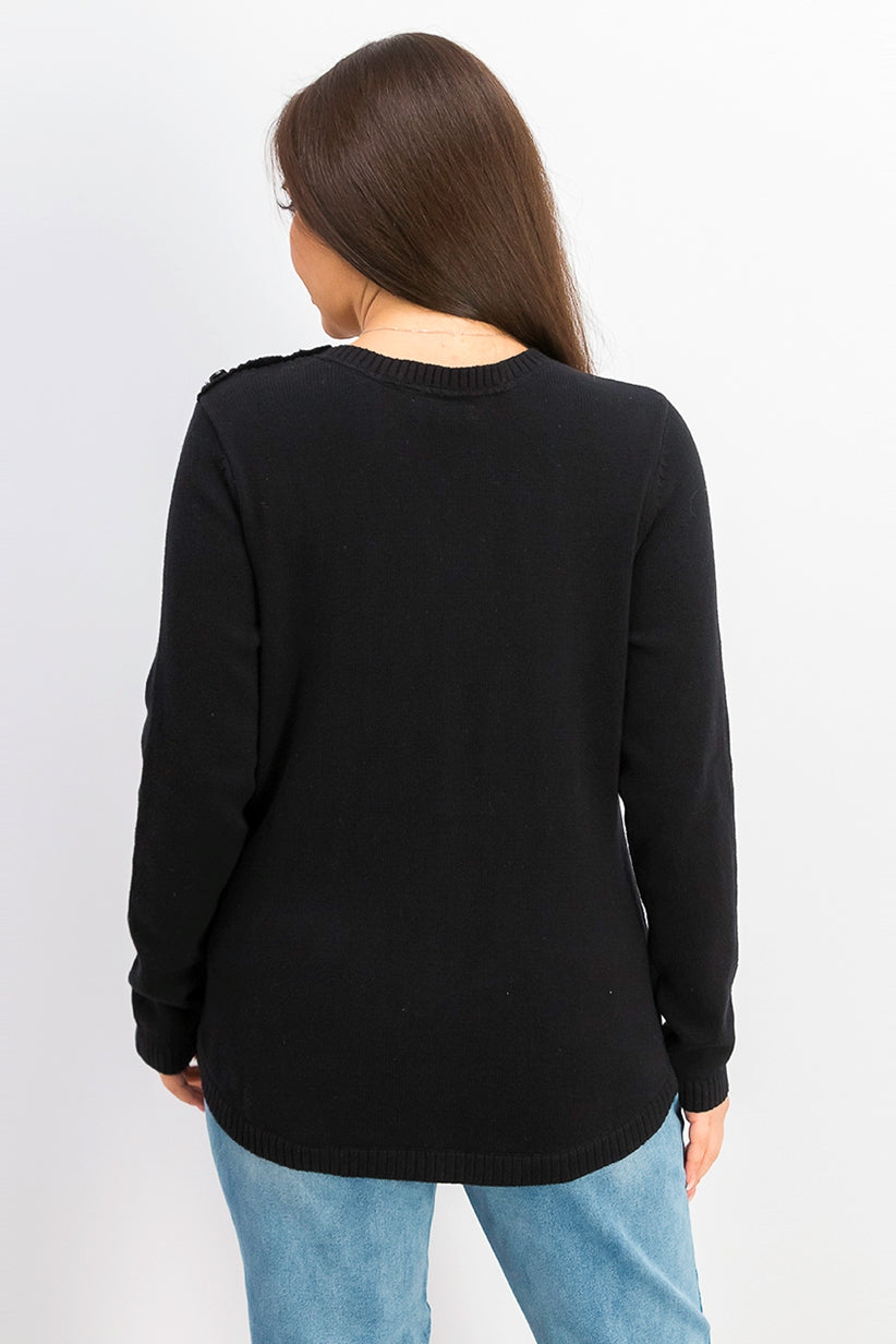 Charter Club Women's Cable Sweater Black Size Small