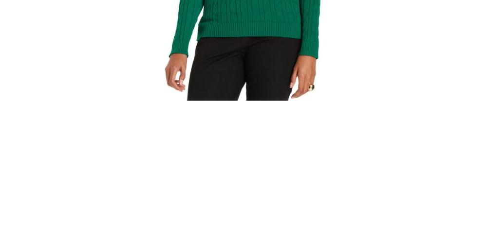 Charter Club Women's Cable Sweater Green Size Small