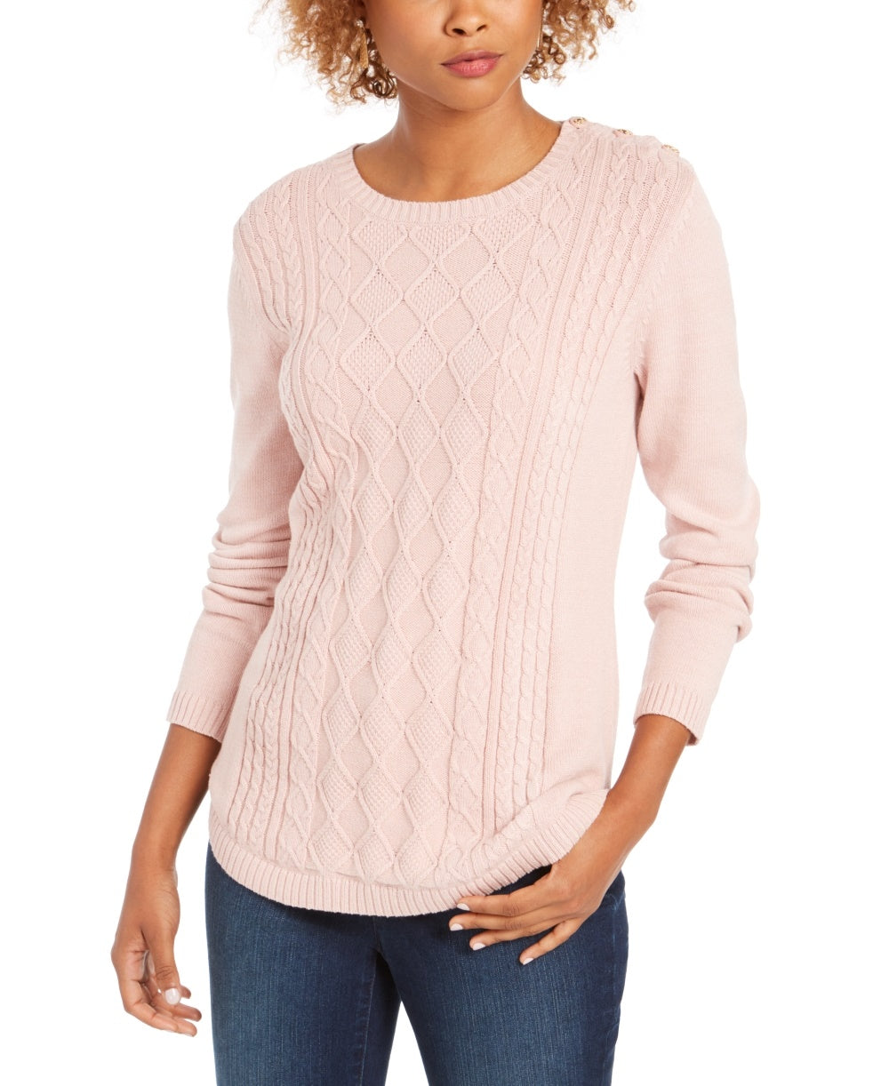Charter Club Women's Cable Sweater Pink Size XX Large