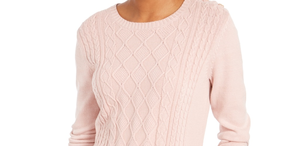Charter Club Women's Cable Sweater Pink Size XX Large