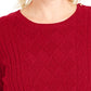 Charter Club Women's Textured Embellished Printed Long Sleeve Jewel Neck T-Shirt Sweater Red Size X-Small